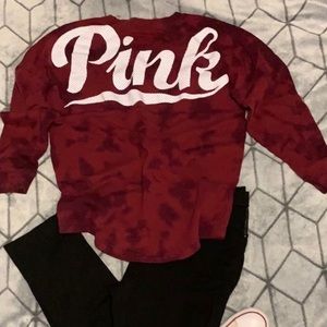 PINK Victoria’s Secret maroon tie dye sweater